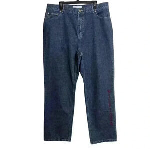 TOMMY HILFIGER vintage Y2K Embroidered Spell Out Straight Leg Jeans Size 18